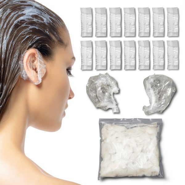 200Pcs Clear Disposable Ear Covers Waterproof Ear Covers Protectors for Hair Dye, Shower, Bathing Hair Dye Spa Salon Beauty Treatments-0