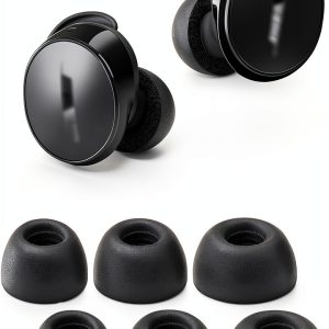 Klowcok Replacement Memory Foam Ear Tips for Bose QuietComfort Earbuds, Comfort Fit(3 Pairs, S/M/L, Black)-0