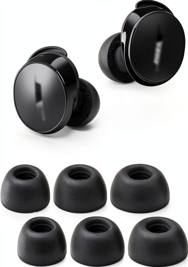 Klowcok Replacement Memory Foam Ear Tips for Bose QuietComfort Earbuds, Comfort Fit(3 Pairs, S/M/L, Black)-0