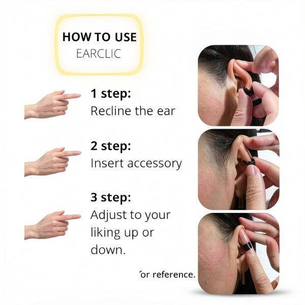 Non-Surgical Ear Corrector Clip for Prominent Ears, Invisible Ear Shaper Clip for Adults, Painless Bat Ear Correction, Black Ear Clip Stays on All Day-4