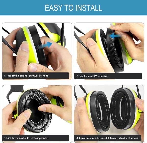 Replacement Gel Ear Pads for 3M WorkTunes Connect Hearing Protector,-6